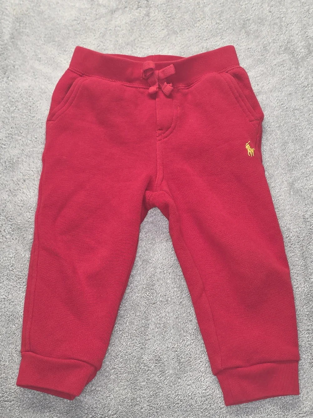Ralph Lauren Toddler Red Sweatpant Joggers with Yellow Polo Pony